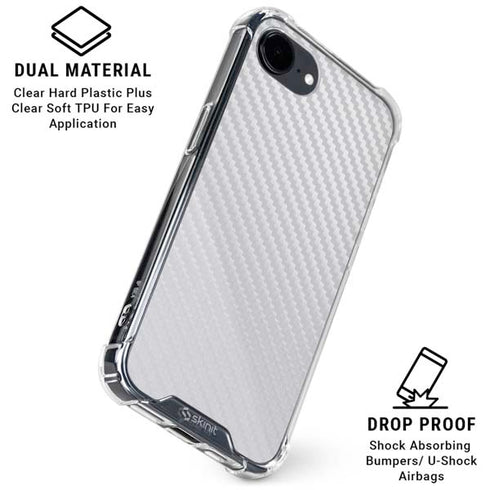 White Carbon Fiber Specialty Texture Material iPhone 16e Clear Case
