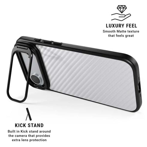 White Carbon Fiber Specialty Texture Material iPhone 17 Air Kickstand Case