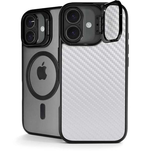White Carbon Fiber Specialty Texture Material iPhone 17 Kickstand Case
