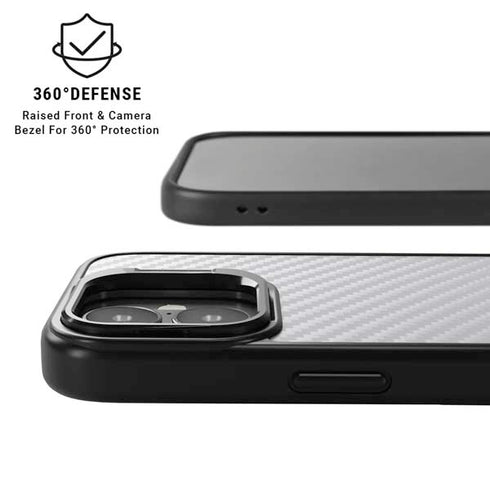 White Carbon Fiber Specialty Texture Material iPhone 17 Kickstand Case