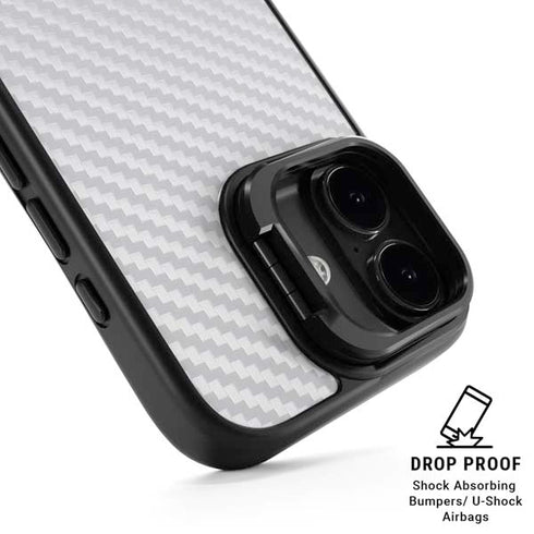White Carbon Fiber Specialty Texture Material iPhone 17 Kickstand Case