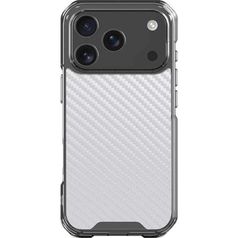 White Carbon Fiber Specialty Texture Material iPhone 17 Pro Clear Case