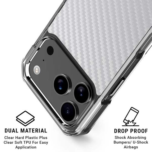 White Carbon Fiber Specialty Texture Material iPhone 17 Pro Clear Case