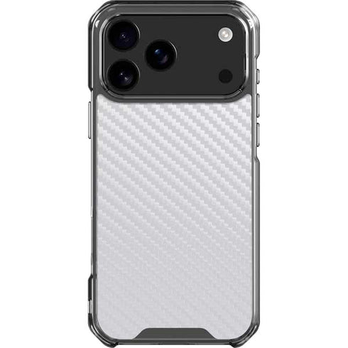 White Carbon Fiber Specialty Texture Material iPhone 17 Pro Max Clear Case