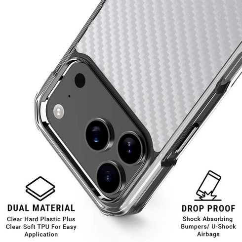 White Carbon Fiber Specialty Texture Material iPhone 17 Pro Max Clear Case