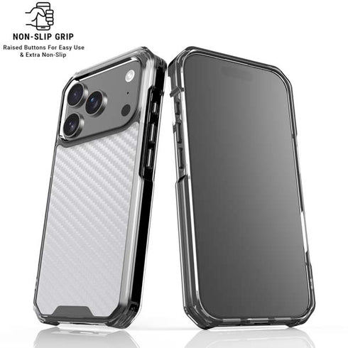 White Carbon Fiber Specialty Texture Material iPhone 17 Pro Max Clear Case