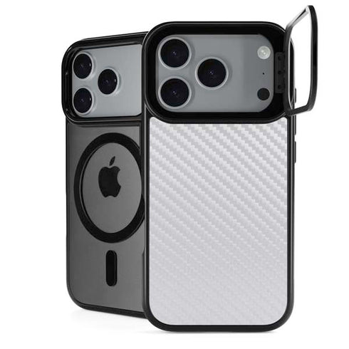 White Carbon Fiber Specialty Texture Material iPhone 17 Pro Max Kickstand Case