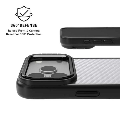 White Carbon Fiber Specialty Texture Material iPhone 17 Pro Max Kickstand Case