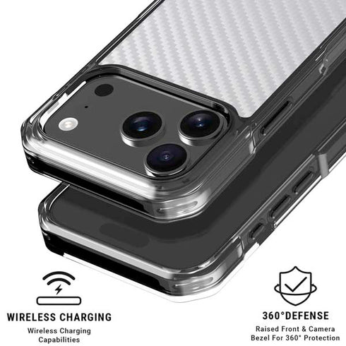 White Carbon Fiber Specialty Texture Material iPhone 18 Pro Clear Case