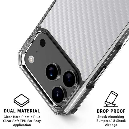 White Carbon Fiber Specialty Texture Material iPhone 18 Pro Clear Case