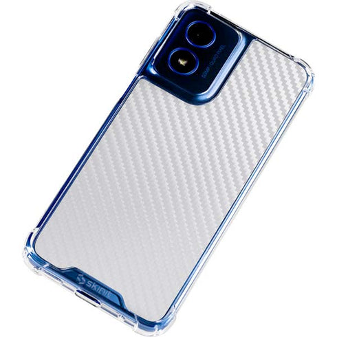 White Carbon Fiber Specialty Texture Material Moto G 5G (2024) Clear Case
