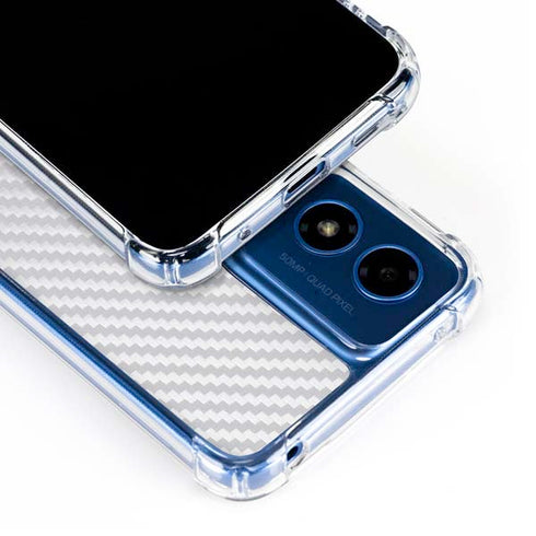 White Carbon Fiber Specialty Texture Material Moto G 5G (2024) Clear Case