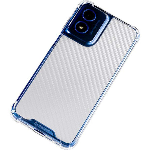 White Carbon Fiber Specialty Texture Material Moto G Play 4G (2024) Clear Case