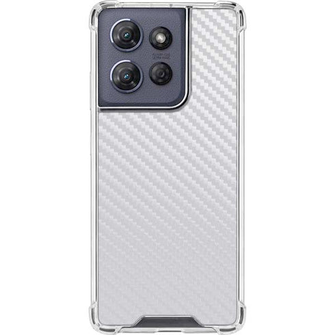 White Carbon Fiber Specialty Texture Material Moto G Play 5G (2025) Clear Case