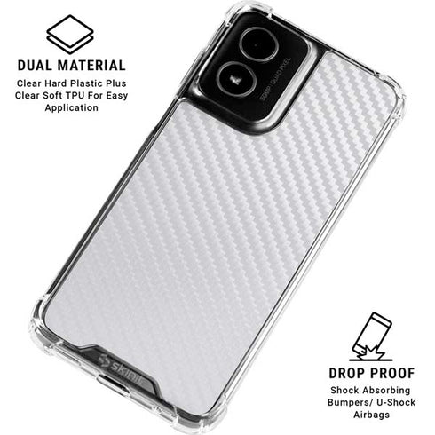 White Carbon Fiber Specialty Texture Material Moto G Power 5G (2024) Clear Case