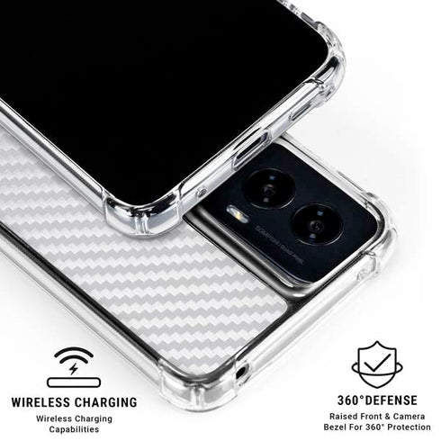 White Carbon Fiber Specialty Texture Material Moto G Power 5G (2024) Clear Case