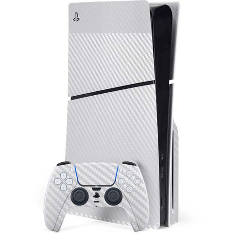 White Carbon Fiber Specialty Texture Material PlayStation PS5 Skins