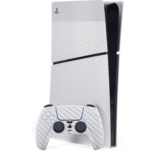White Carbon Fiber Specialty Texture Material PlayStation PS5 Skins