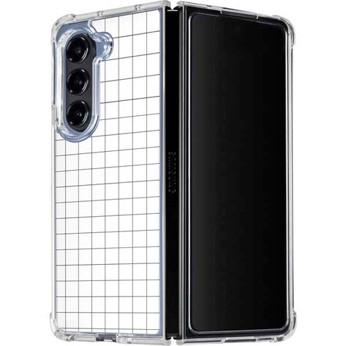 White Grid Galaxy Z Fold5 5G Clear Case