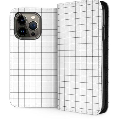 White Grid iPhone 13 Pro Folio Case