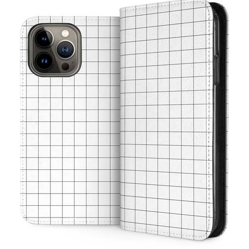 White Grid iPhone 13 Pro Max Folio Case