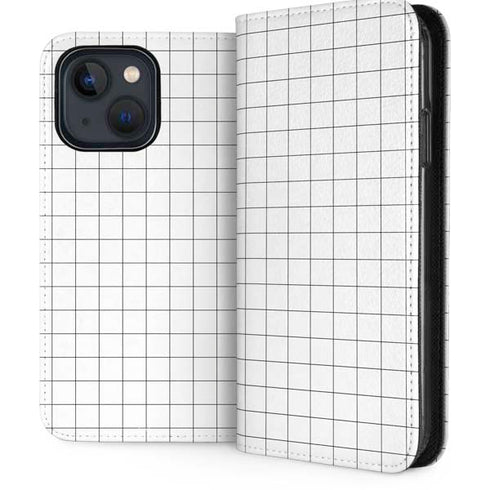 White Grid iPhone 14 Folio Case