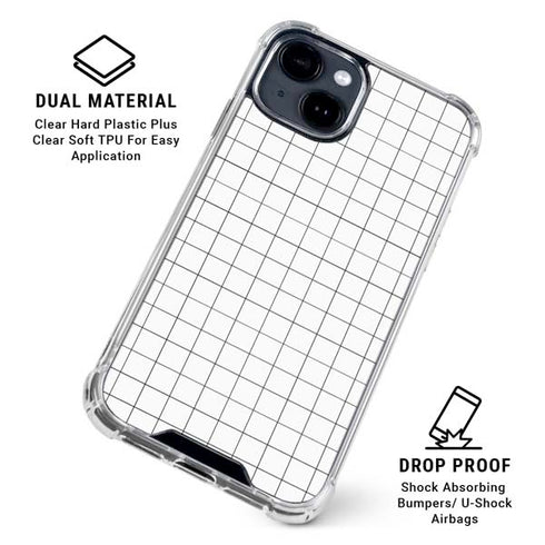 White Grid iPhone 15 Clear Case
