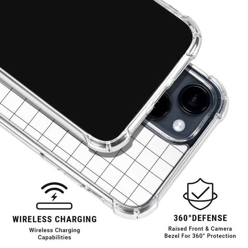 White Grid iPhone 15 Clear Case