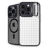 White Grid iPhone 15 Pro Max Kickstand Case