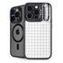 White Grid iPhone 16 Pro Kickstand Case