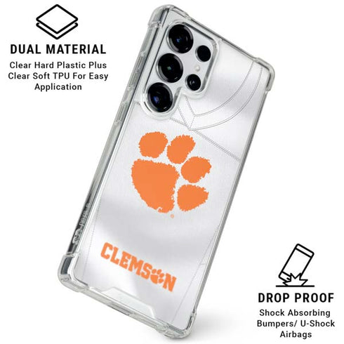 Clemson University White Jersey Galaxy S26 Ultra Clear Case