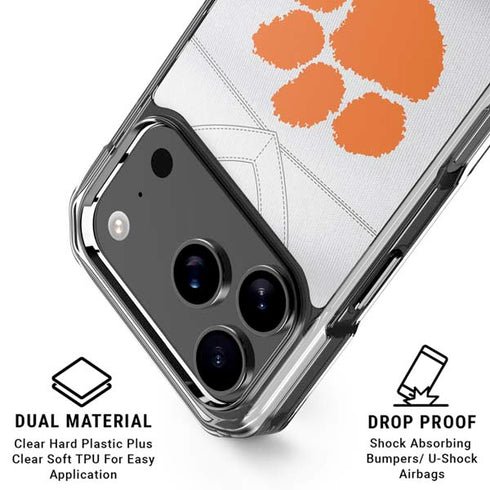 Clemson University White Jersey iPhone 18 Pro Clear Case