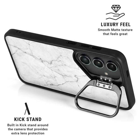 White Marble Galaxy S25 Kickstand Case