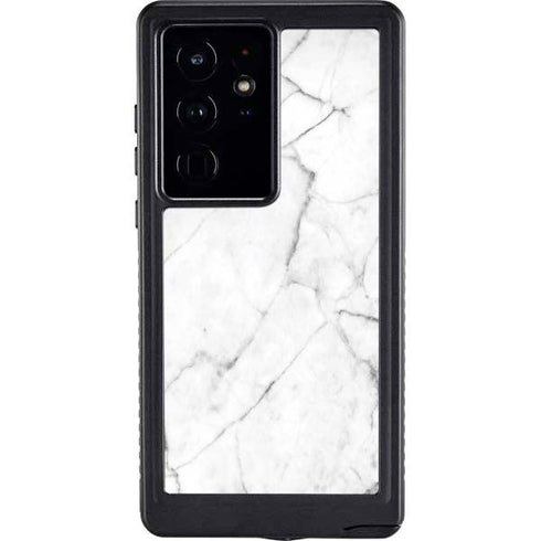White Marble Galaxy S24 Ultra Waterproof Case