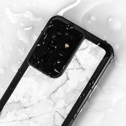 White Marble Galaxy S24 Ultra Waterproof Case