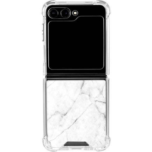 White Marble Galaxy Z Flip6 Clear Case
