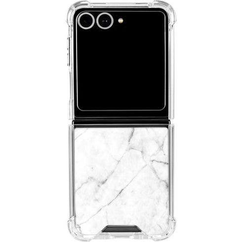 White Marble Galaxy Z Flip7 Clear Case