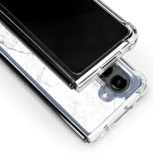 White Marble Galaxy Z Fold5 5G Clear Case