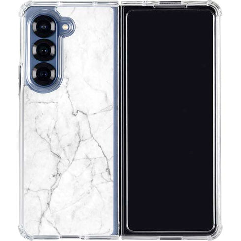 White Marble Galaxy Z Fold7 Clear Case