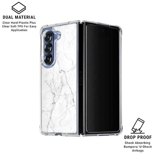 White Marble Galaxy Z Fold7 Clear Case