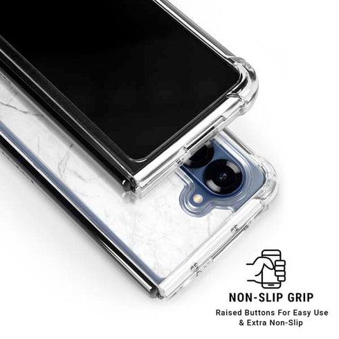 White Marble Galaxy Z Fold7 Clear Case