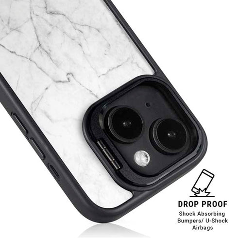 White Marble iPhone 14 Plus Kickstand Case