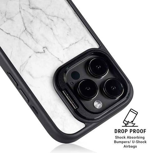 White Marble iPhone 14 Pro Kickstand Case