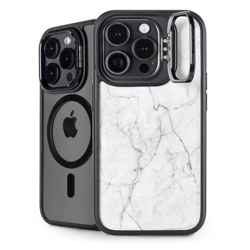 White Marble iPhone 15 Pro Kickstand Case