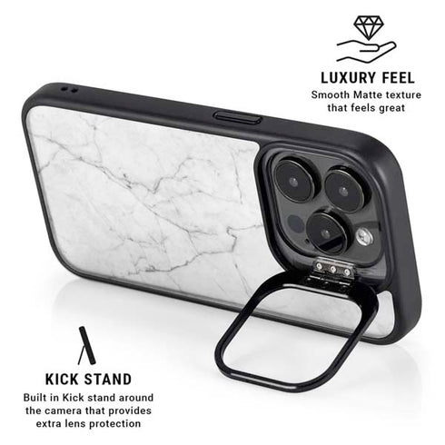 White Marble iPhone 15 Pro Kickstand Case