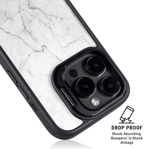 White Marble iPhone 15 Pro Kickstand Case