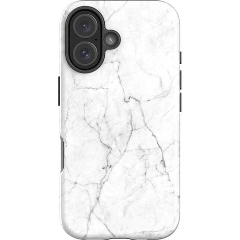 White Marble iPhone 16 Plus Impact Case