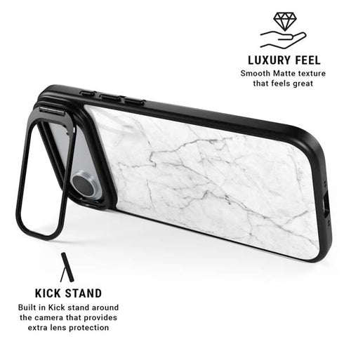 White Marble iPhone 17 Air Kickstand Case