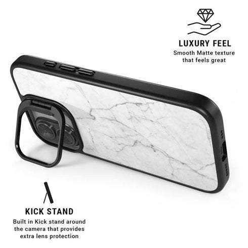 White Marble iPhone 17 Kickstand Case