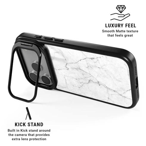 White Marble iPhone 17 Pro Max Kickstand Case
